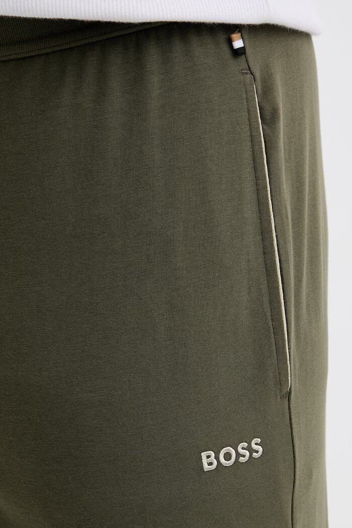 BOSS домашни панталони мъжки от памук с еластан Mix&Match Pants зелени със стандартна талия 50515305