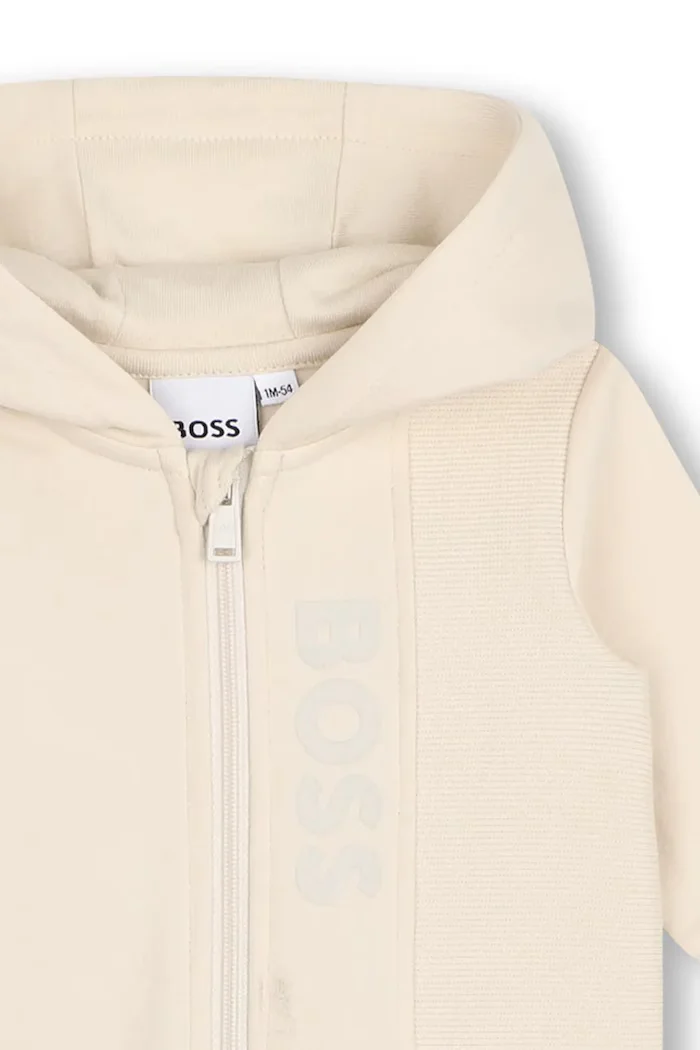 BOSS гащеризон с качулка за бебе с памук бял J53296