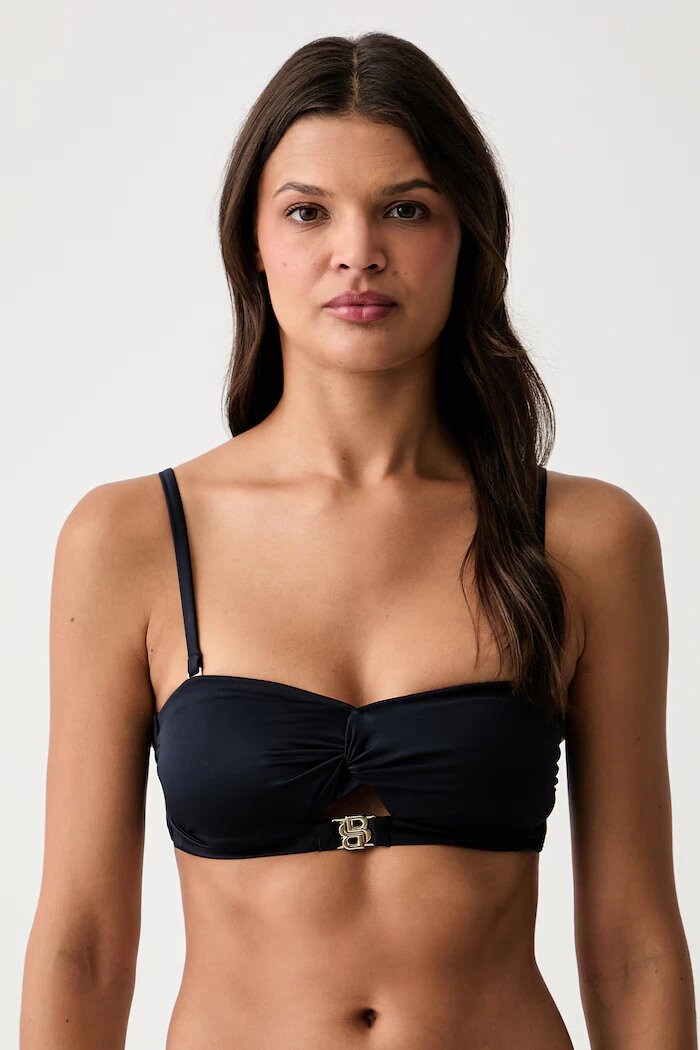 BOSS горнище на бански дамско BANDEAU_DOUBLE B тъмносиньо 50566517