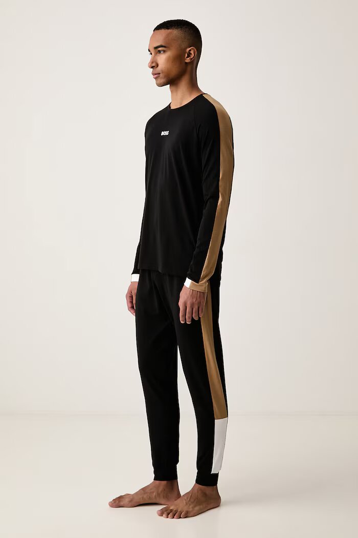 BOSS горнище на пижама с дълги ръкави мъжко с памук Balance LS-Shirt черно 50571129