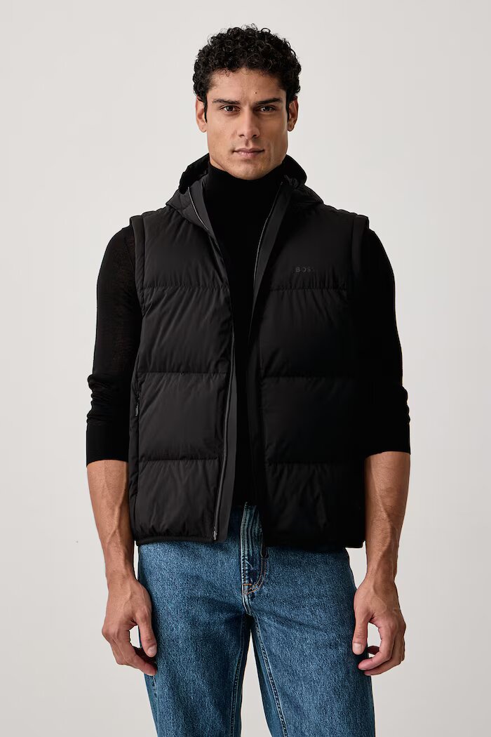 BOSS Green пухен елек мъжки OW_Riplite Vest HD черен 50565221