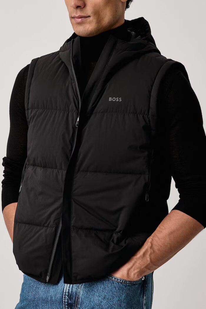 BOSS Green пухен елек мъжки OW_Riplite Vest HD черен 50565221