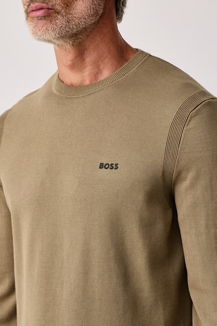BOSS Green пуловер мъжки от памук KN_Ever-X CN бежов 50556145