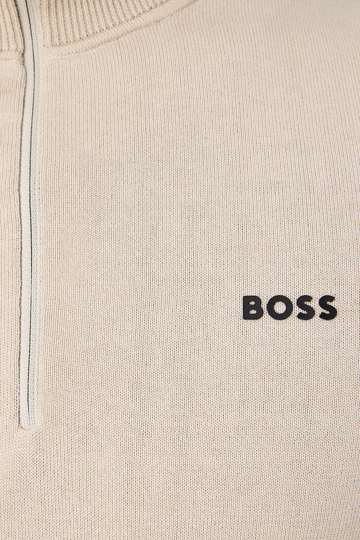BOSS Green пуловер мъжки от памук KN_Ever-X QZ бежов 50556146