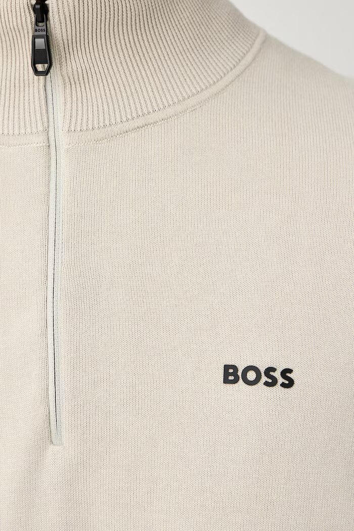 BOSS Green пуловер мъжки от памук KN_Ever-X QZ бежов 50556146