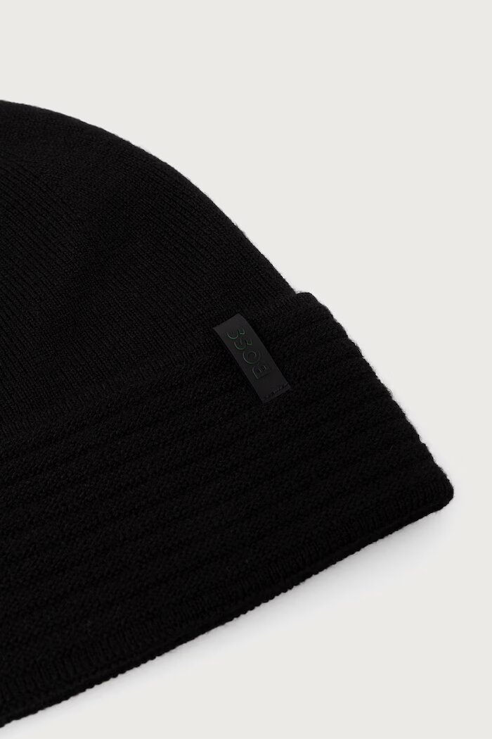 BOSS Green шапка бийни мъжка от вълнена материя Termix_Beanie черна 50572038