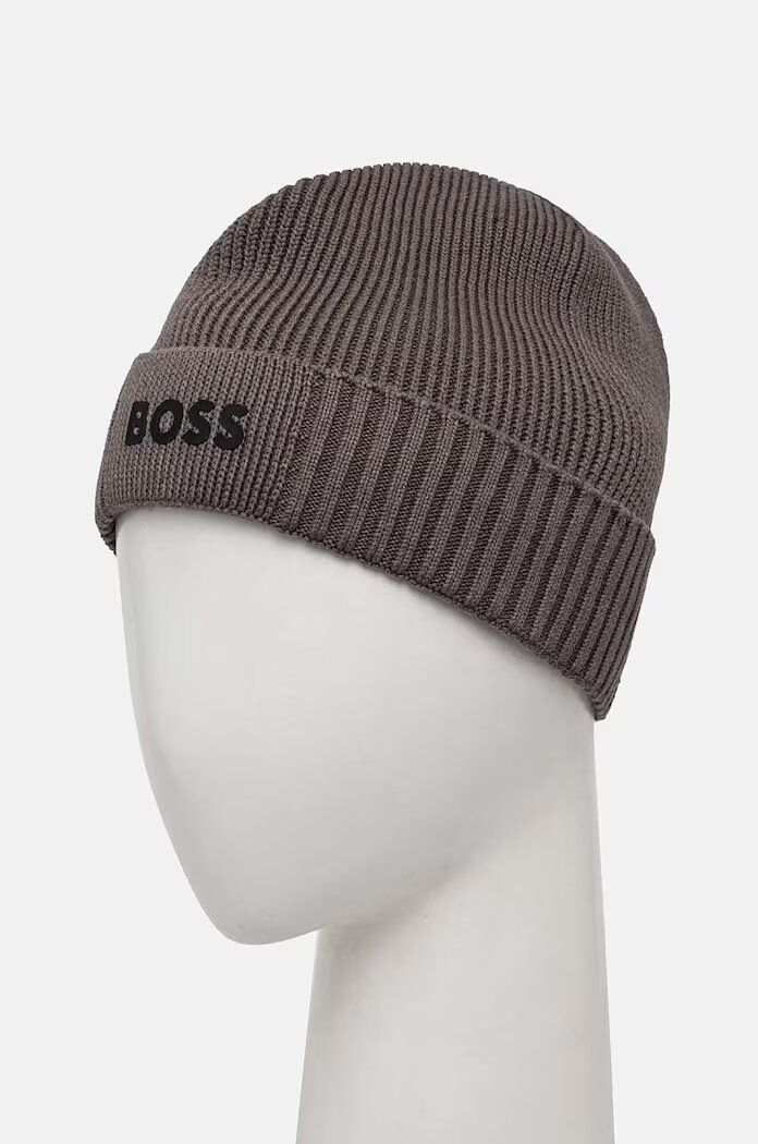 BOSS Green шапка мъжка с вълна Asic_Beanie-X сива 50499423