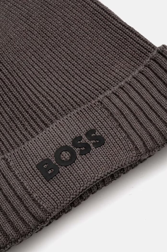 BOSS Green шапка мъжка с вълна Asic_Beanie-X сива 50499423