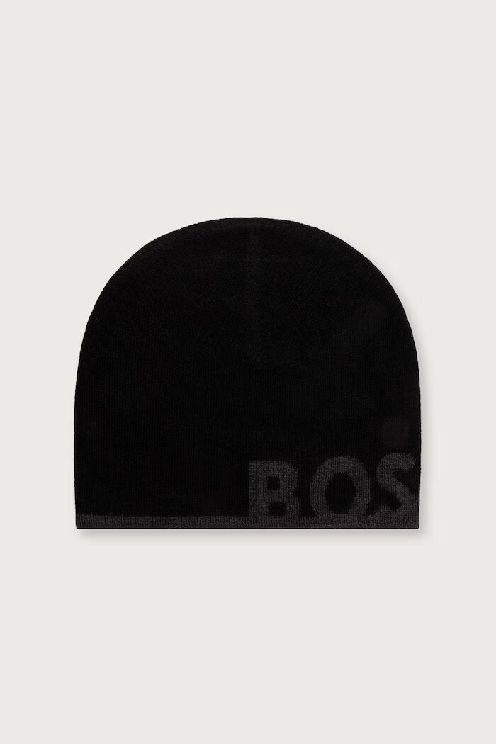 BOSS Green шапка мъжка с вълна Reviso_Beanie черна 50572050