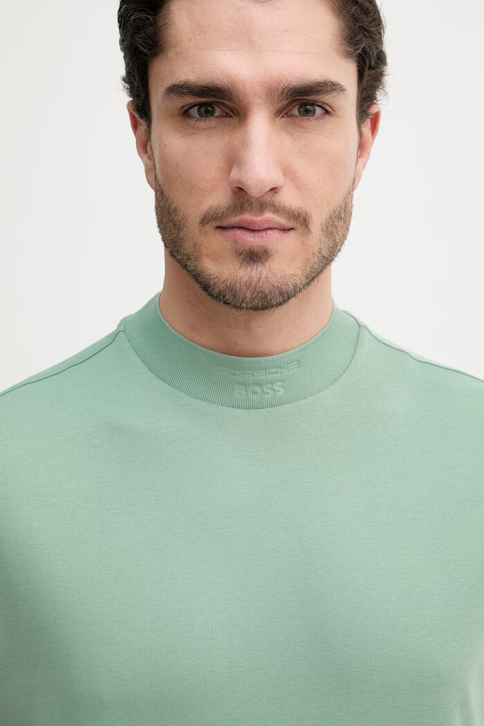 BOSS Green тениска basic мъжка от памук BOSS X PORSCHE зелена 50559770