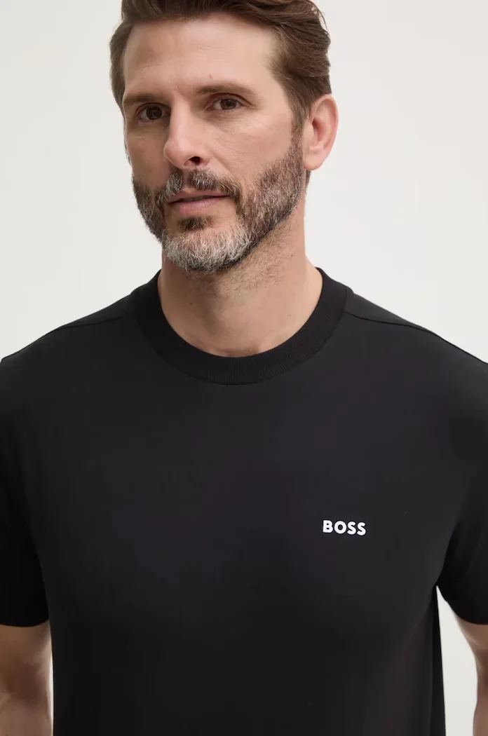 BOSS Green тениска мъжка от памук с еластан Tee черна 50506373