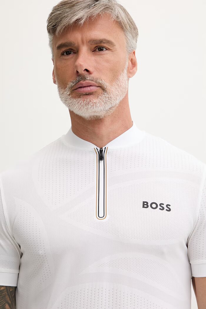 BOSS Green тениска с яка мъжка бяла 50559206