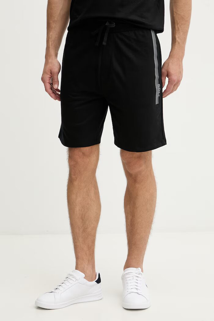 BOSS къс панталон тип анцуг мъжки от памук Authentic Shorts черен със стандартна талия 50554778