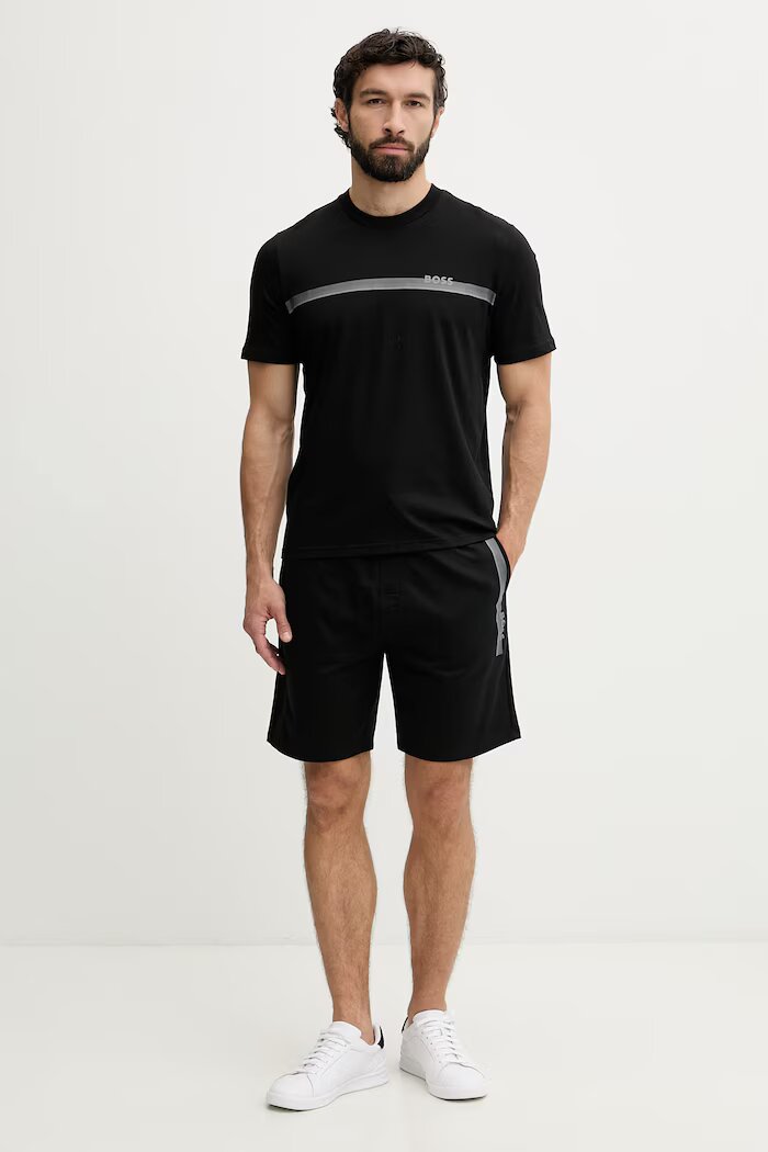 BOSS къс панталон тип анцуг мъжки от памук Authentic Shorts черен със стандартна талия 50554778