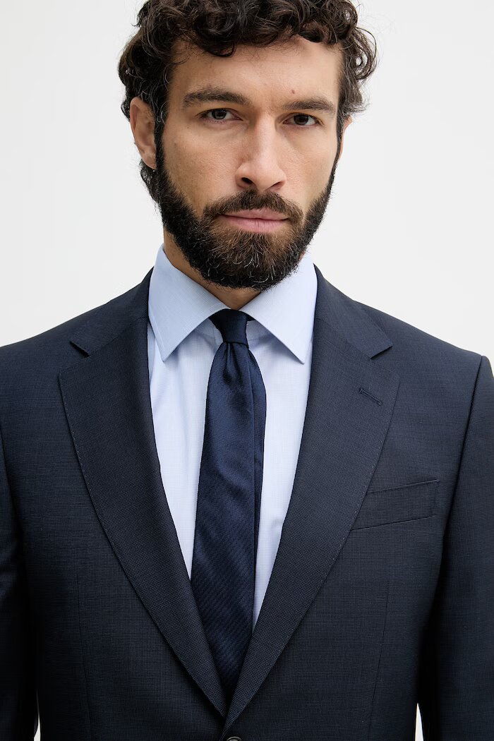 BOSS костюм от две части мъжки от вълна H-Huge-2Pcs-263 тъмносин 50569798