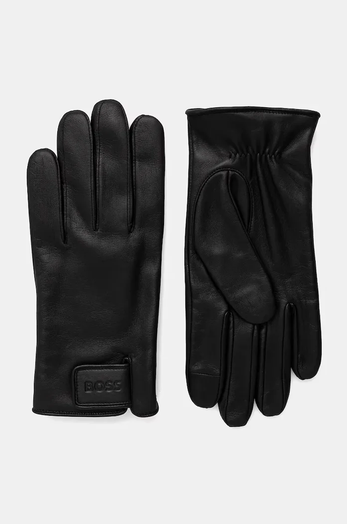 BOSS Кожени ръкавици Helkop1 в черно 50528635