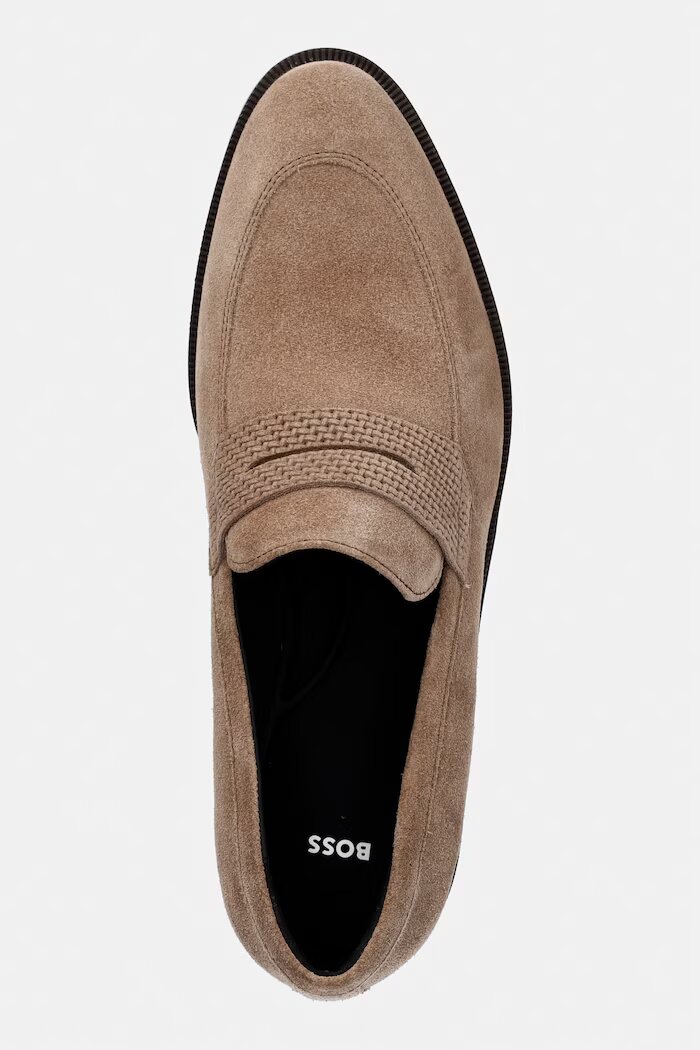 BOSS мъжки велурени мокасини Tayil бежови 50563124.260