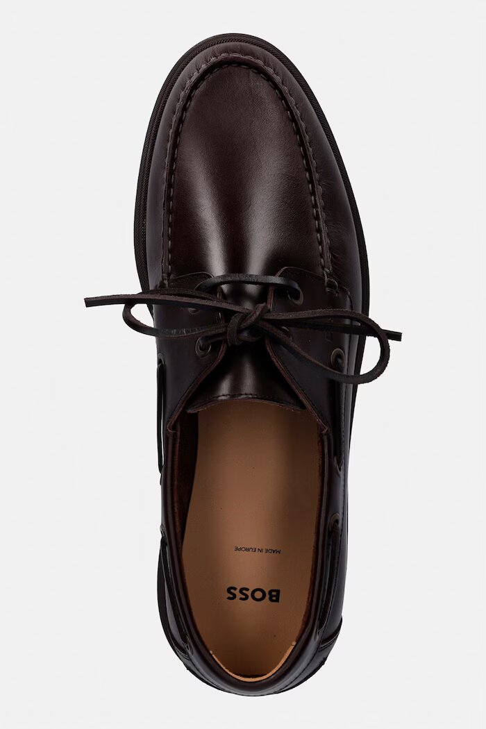 BOSS мокасини мъжки от кожа Sienne кафяви 50568749.201