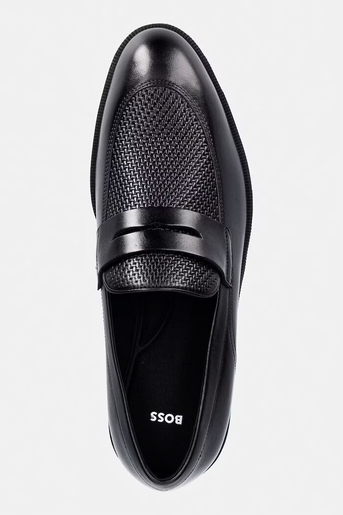 BOSS мокасини мъжки от кожа Tayil черни 50568824.001