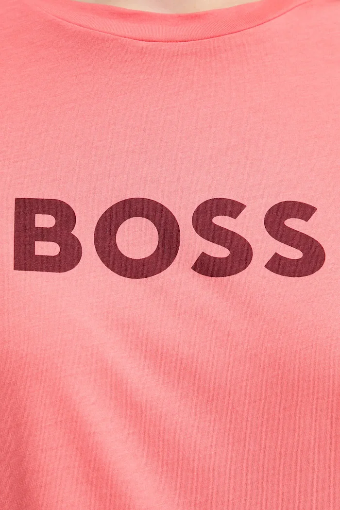 BOSS Orange Памучна тениска C_Elogo_5 дамска в лилаво 50501139
