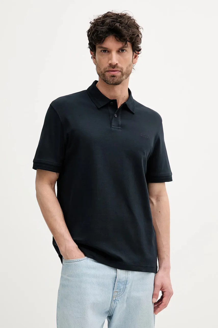 BOSS Orange Памучна тениска с яка Pe_Interlock