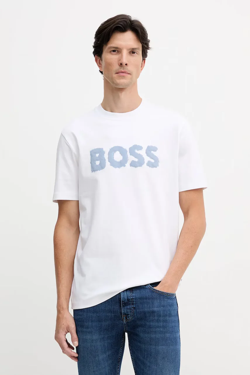BOSS Orange Памучна тениска Te_Frozen
