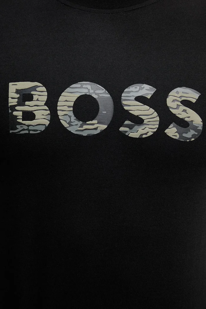 BOSS Orange Памучна тениска Te_Insignia в черно с принт 50556009