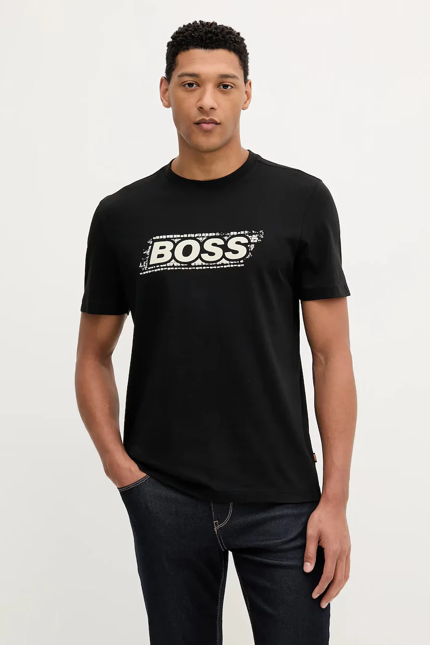 BOSS Orange Памучна тениска Te_Wheel