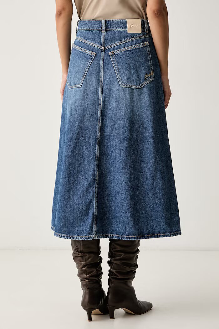 BOSS Orange разкроена пола от деним C_DNM MIDI SKIRT синя 50564430