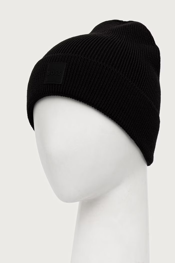 BOSS Orange шапка мъжка от вълнена материя Foxxy_Hat черна 50568837