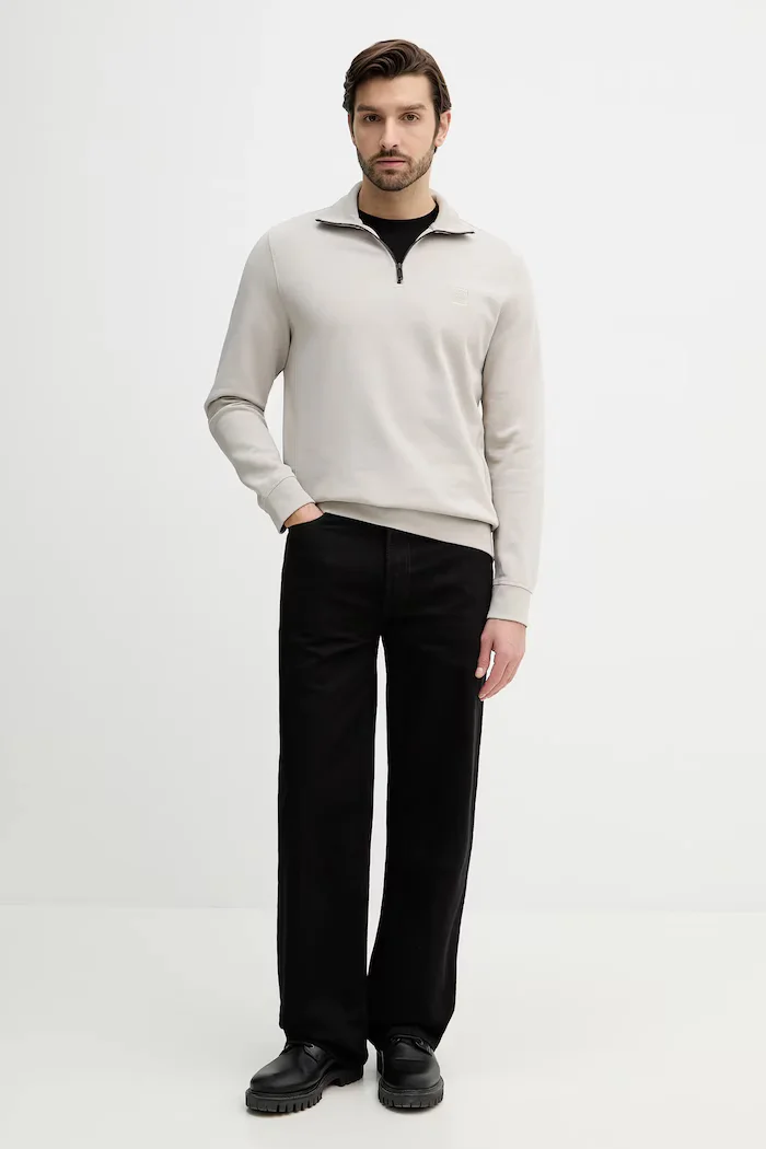 BOSS Orange суичър мъжки от памук Zetrust бежов 50468926