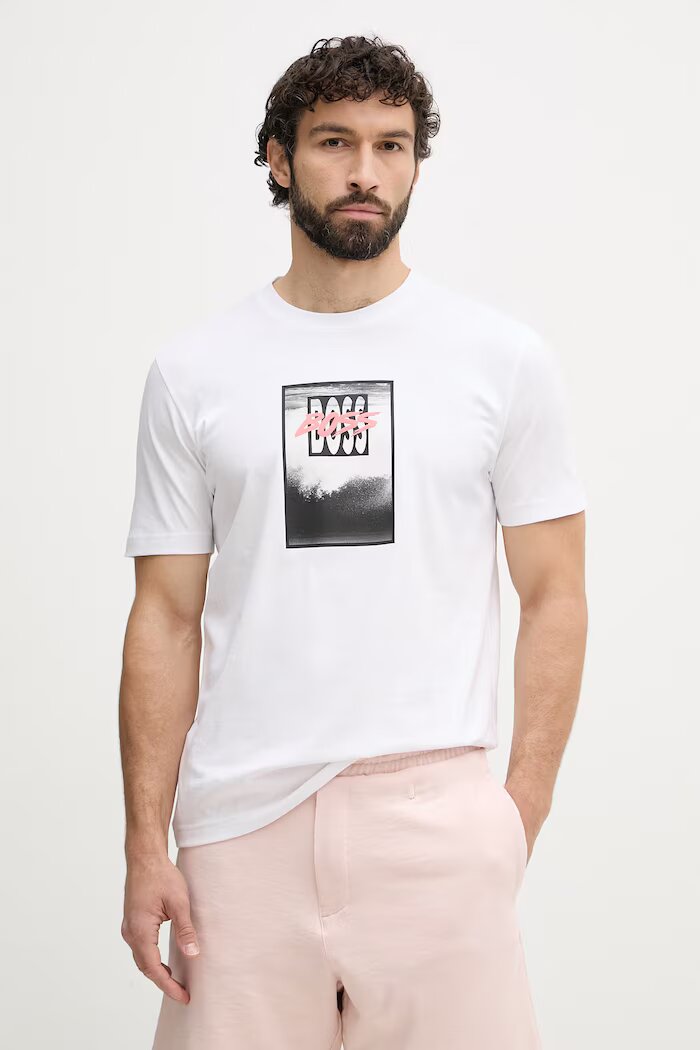 BOSS Orange тениска мъжка от памук бяла 50561846