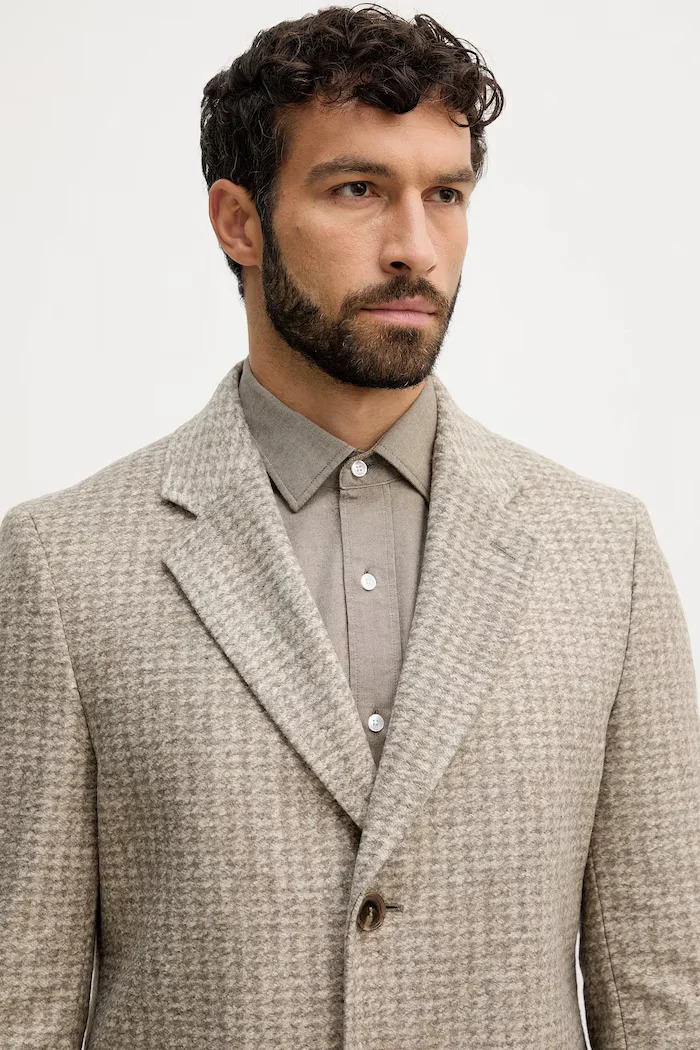 BOSS Палто с вълна H-Hyde-J-Bib-Pad-254 в кафяво 50551612