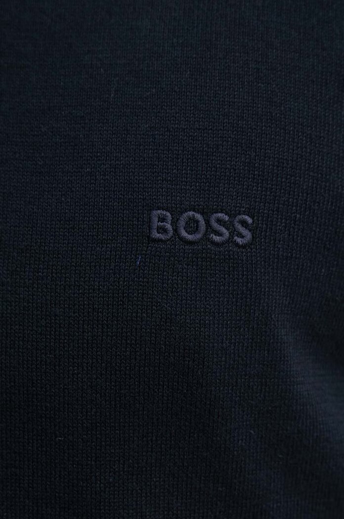 BOSS Памучен пуловер Padro-L в тъмносиньо от лека материя 50516914