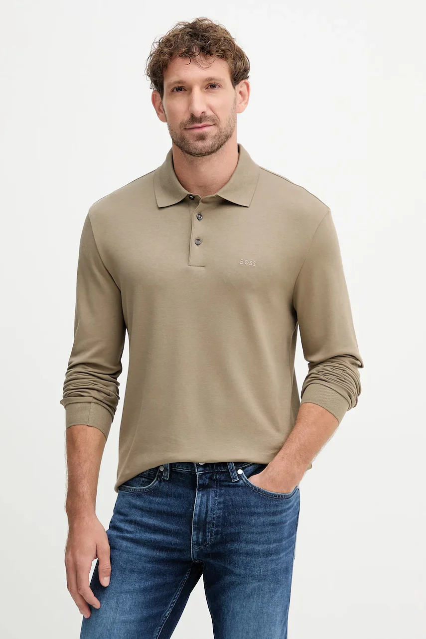 BOSS Памучна блуза с дълги ръкави Pado 30