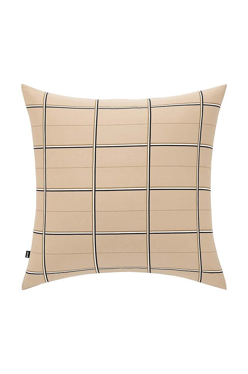 BOSS Памучна калъфка за възглавница CHEC Beige 65 x 65 cm