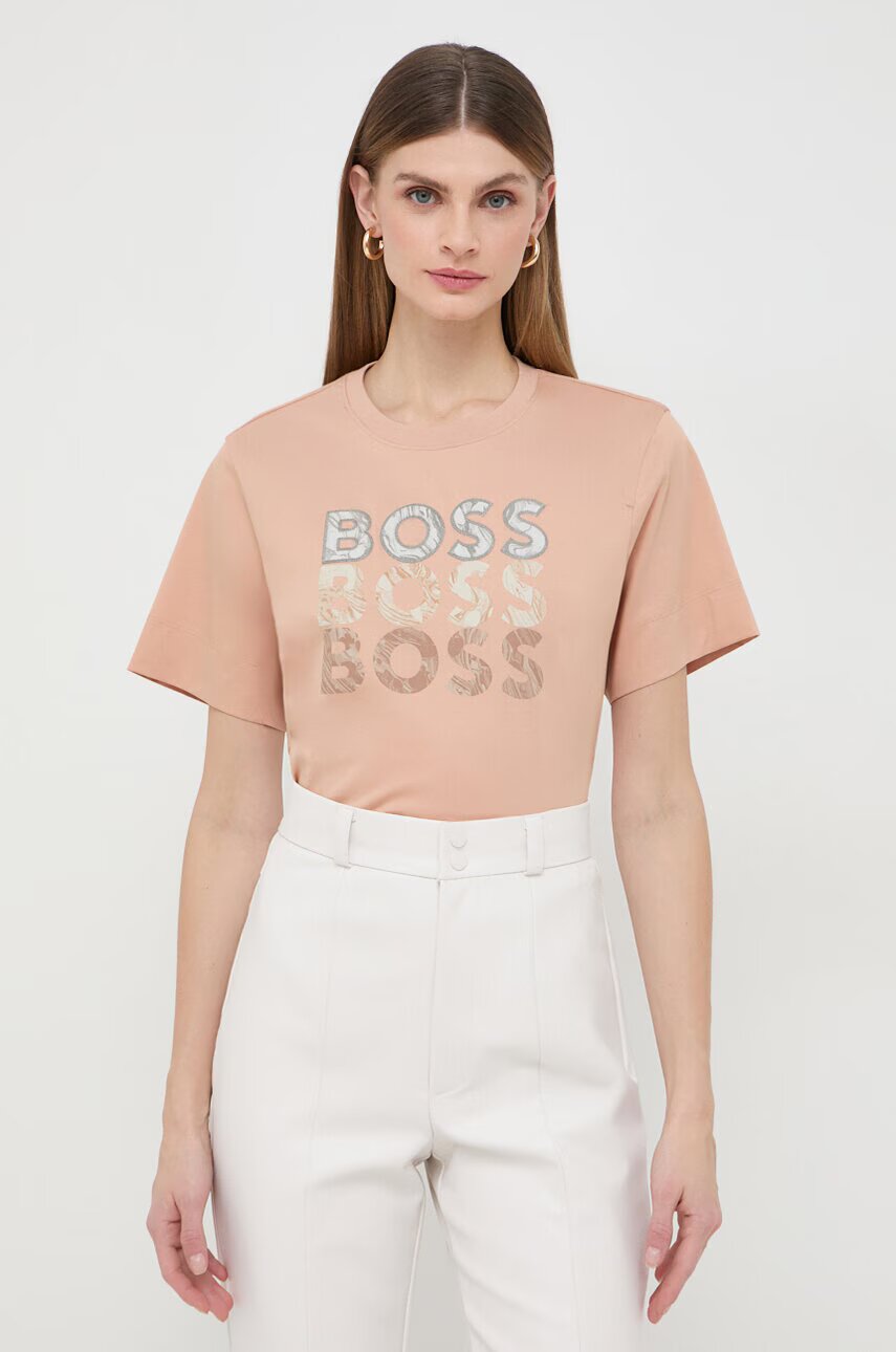 BOSS Памучна тениска