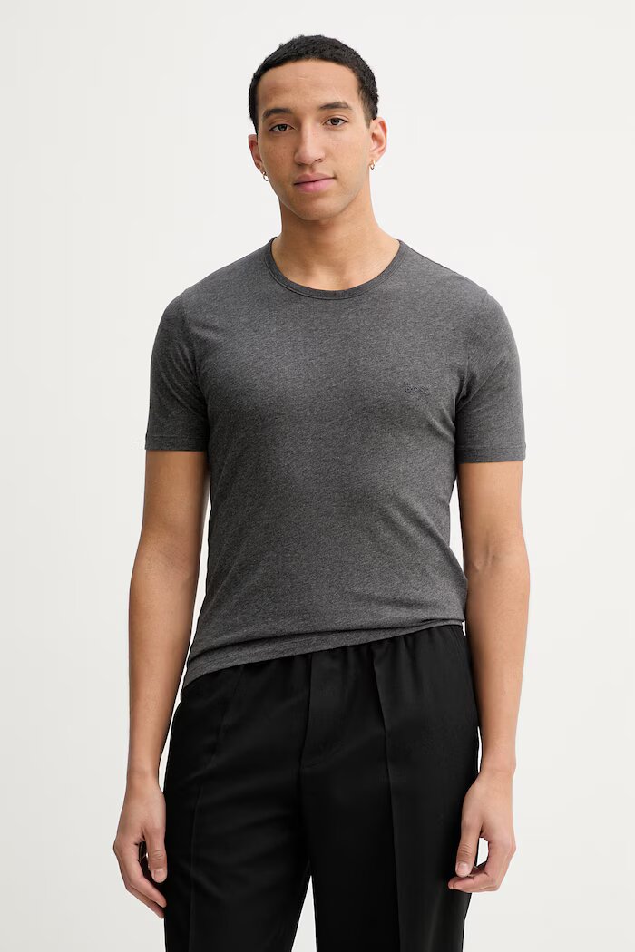 BOSS Памучна тениска (3 броя) TShirt RN 3P Classic в черно меланж на 50475284