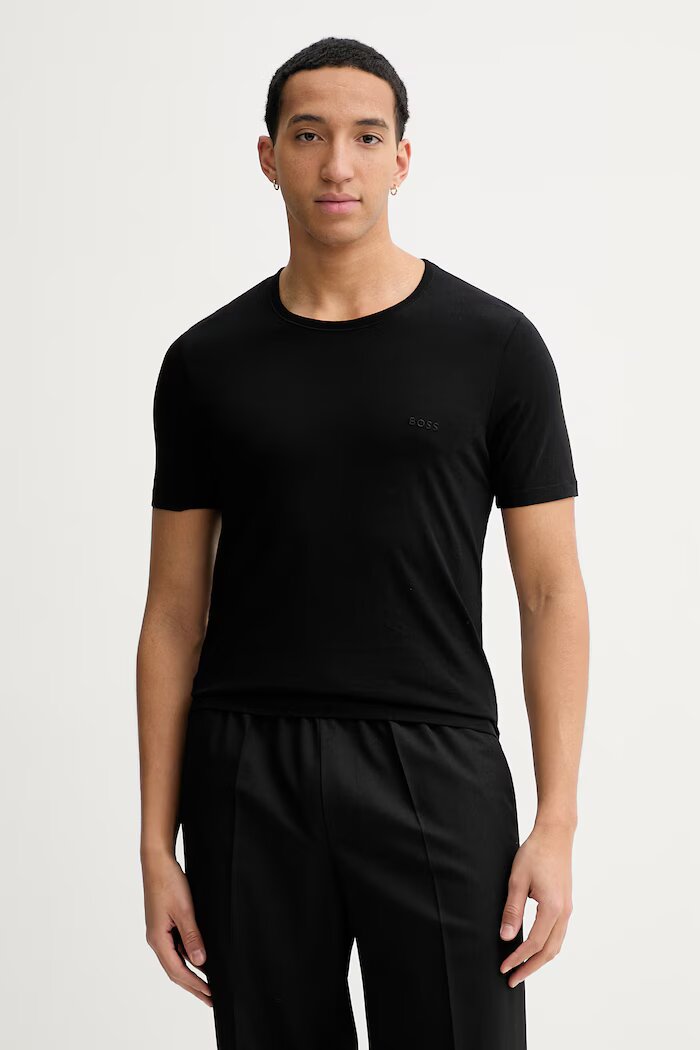 BOSS Памучна тениска (3 броя) TShirt RN 3P Classic в черно меланж на 50475284