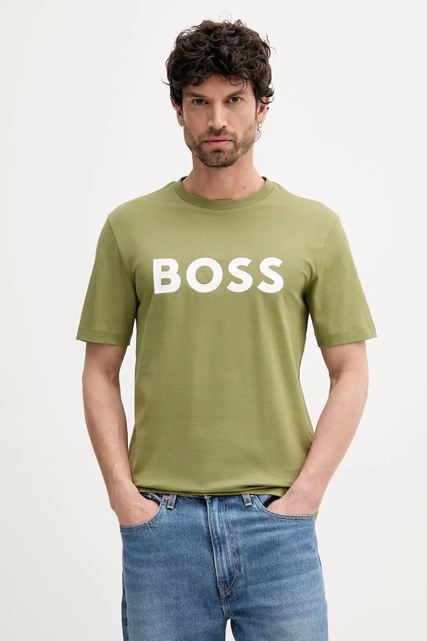 BOSS Памучна тениска