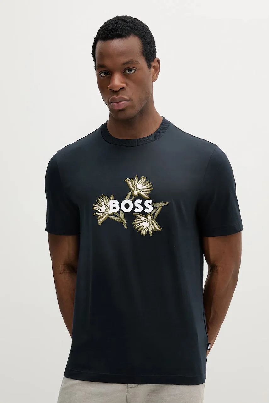 BOSS Памучна тениска