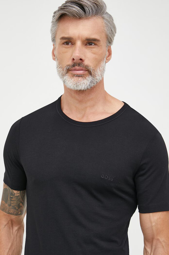 BOSS Памучна тениска TShirt RN 3P Classic в черно с изчистен дизайн 50475284