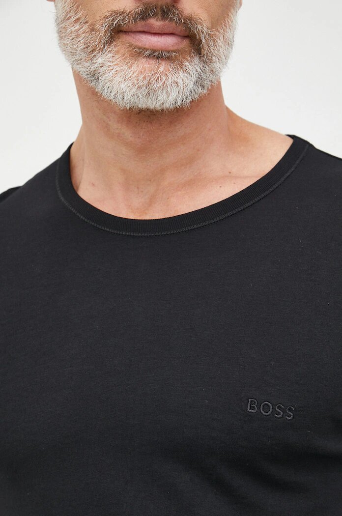 BOSS Памучна тениска TShirt RN 3P Classic в черно с изчистен дизайн 50475284
