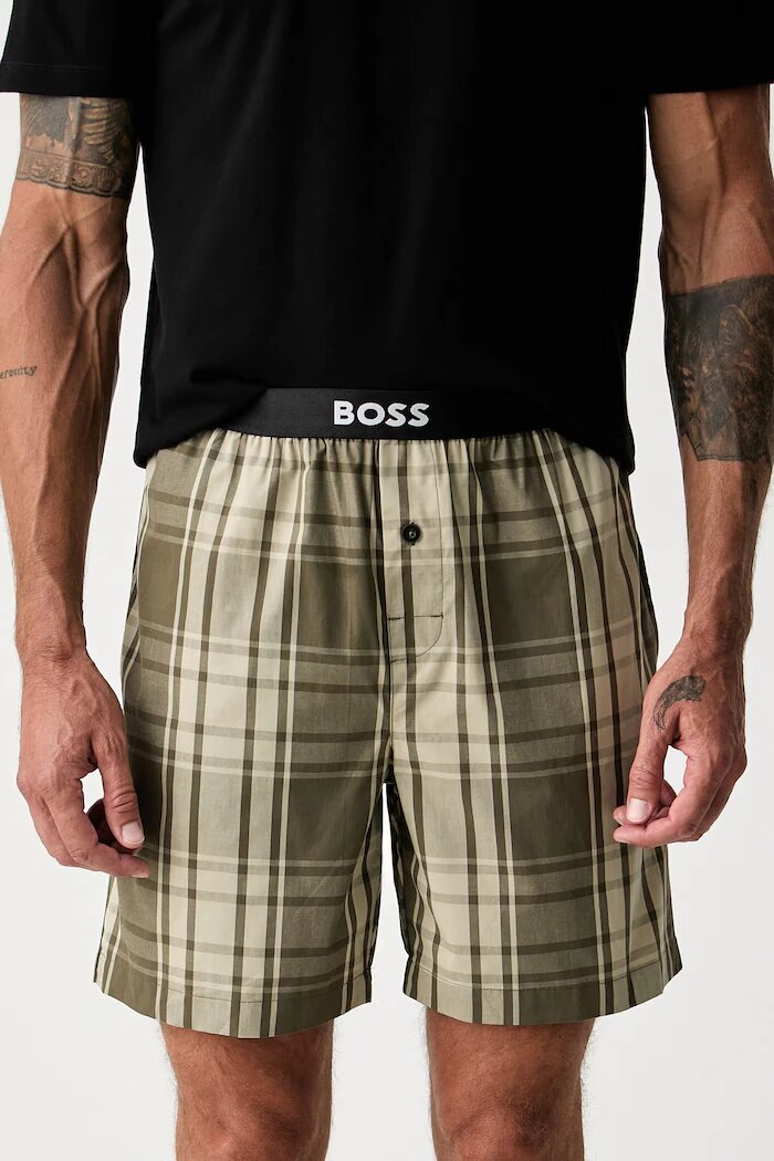 BOSS пижама от две части мъжка с памук Easy Short Set черна 50545944