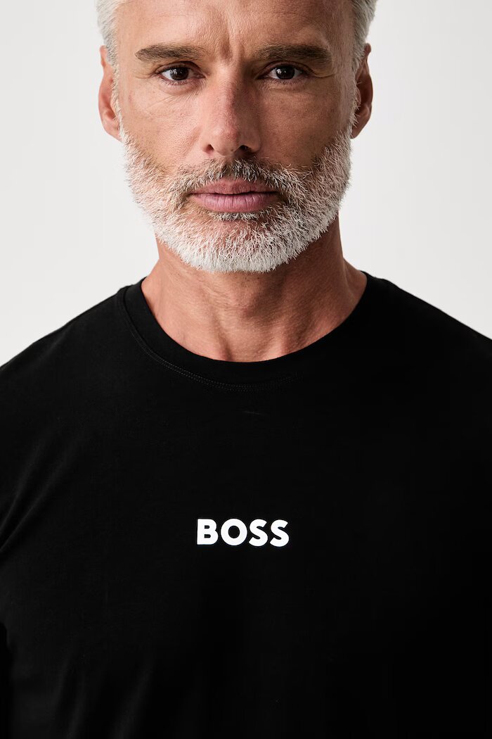 BOSS пижама от две части мъжка с памук Easy Short Set черна 50545944