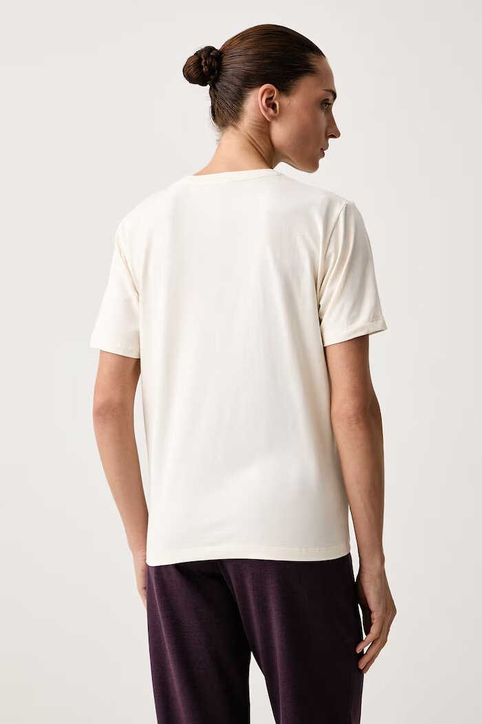 BOSS пижама с къси ръкави дамска от памук с еластан CI_T-Shirt XMAS бежова 50579795