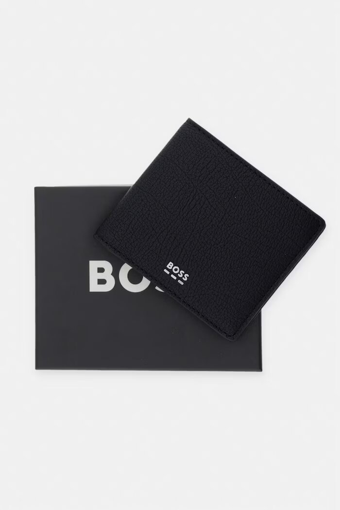 BOSS портфейл мъжки от имитация на кожа черен 50563639