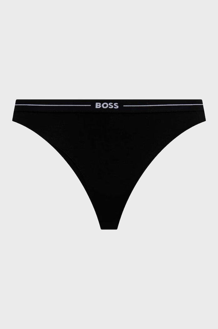 BOSS прашки дамски от памук с еластан 3P THONG 3 броя черни 50510030