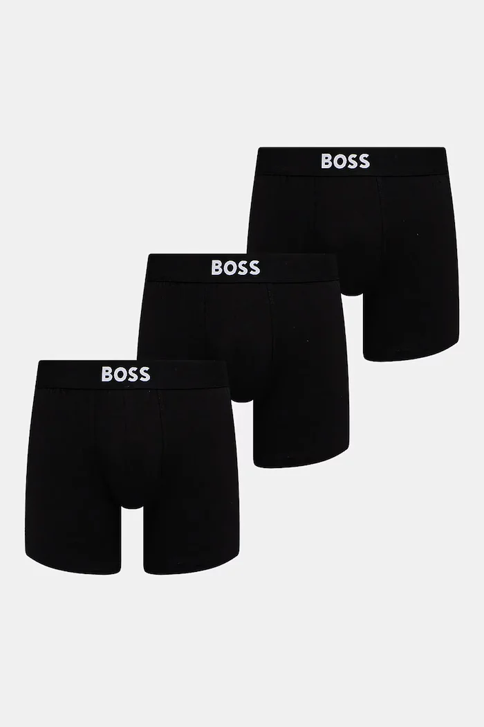 BOSS прилепнали боксерки мъжки от памук с еластан BoxerBr 3P ONE 3 броя черни 50544272