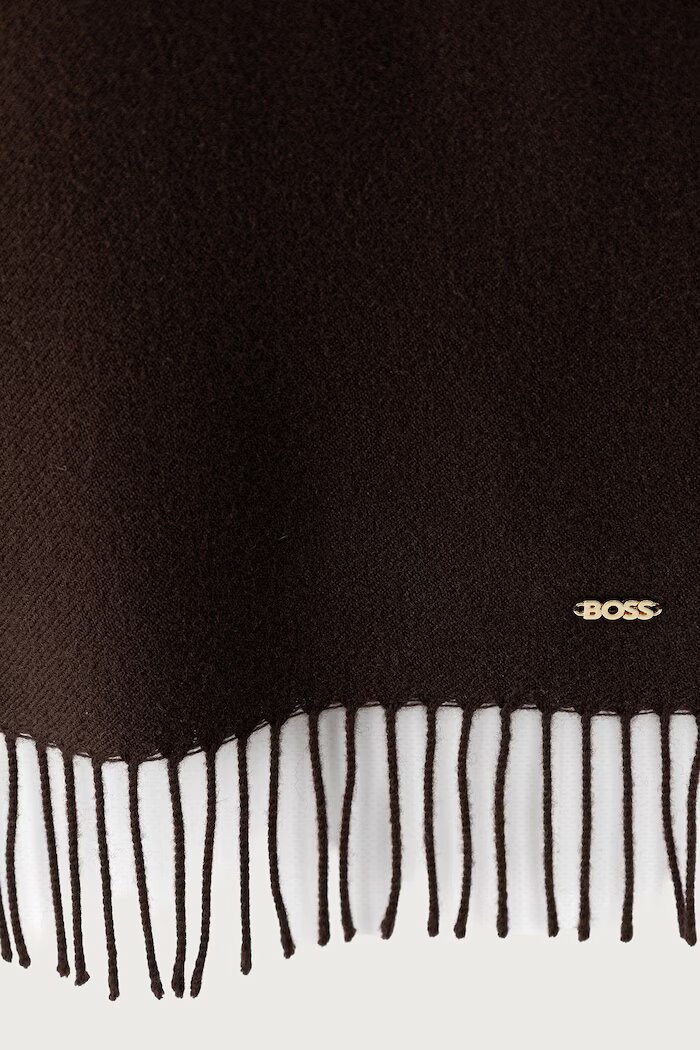 BOSS шал дамски от вълна Zesy_35*180 кафяв 50517216